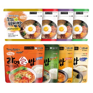 [무료배송]우리비빔밥 4개 + 라면애밥 4개, 8종 세트